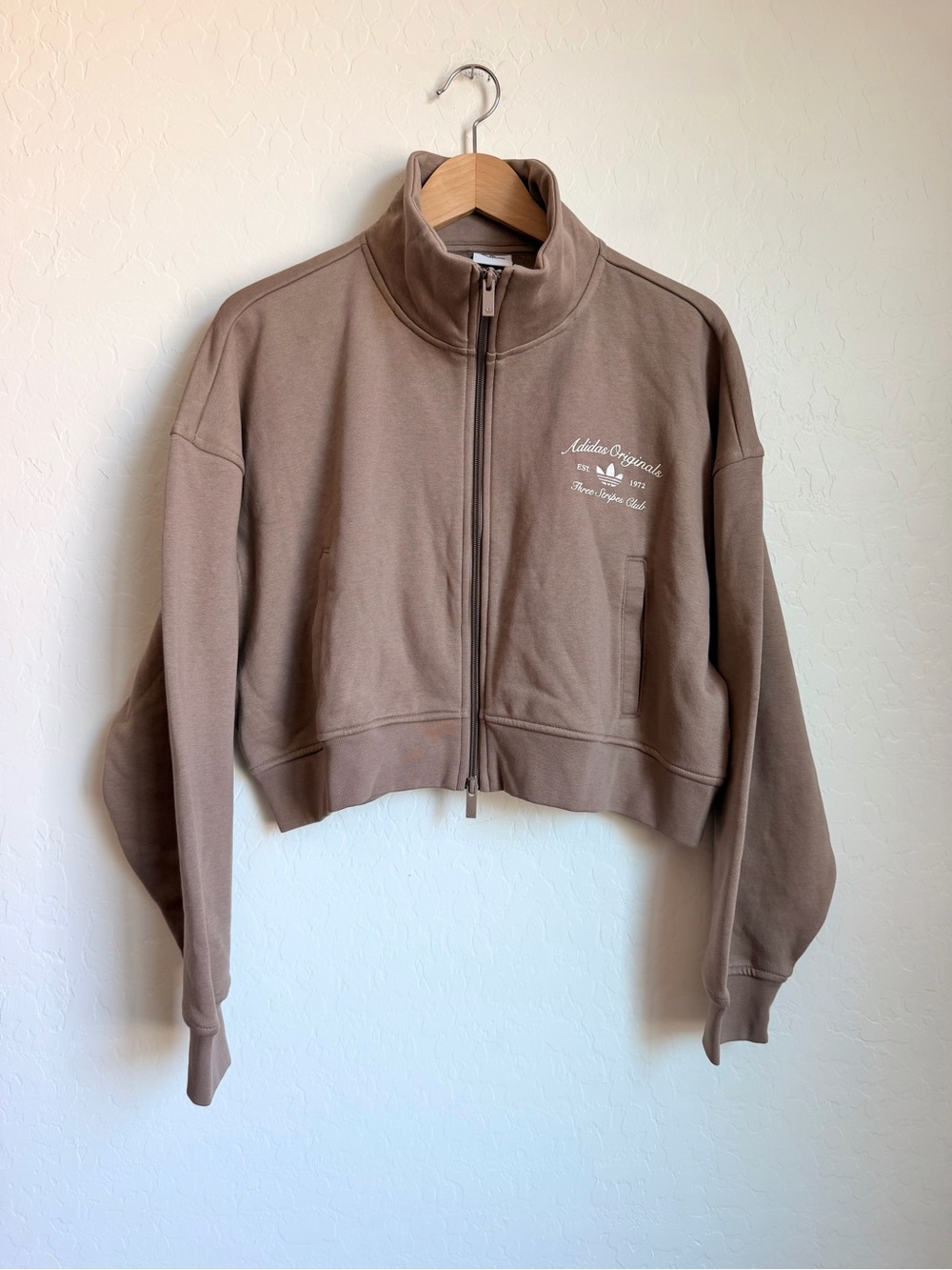 Adidas Originals Women's Taupe Cropped Zip Jacket
